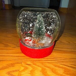 Festive Snow Globe with Red Base